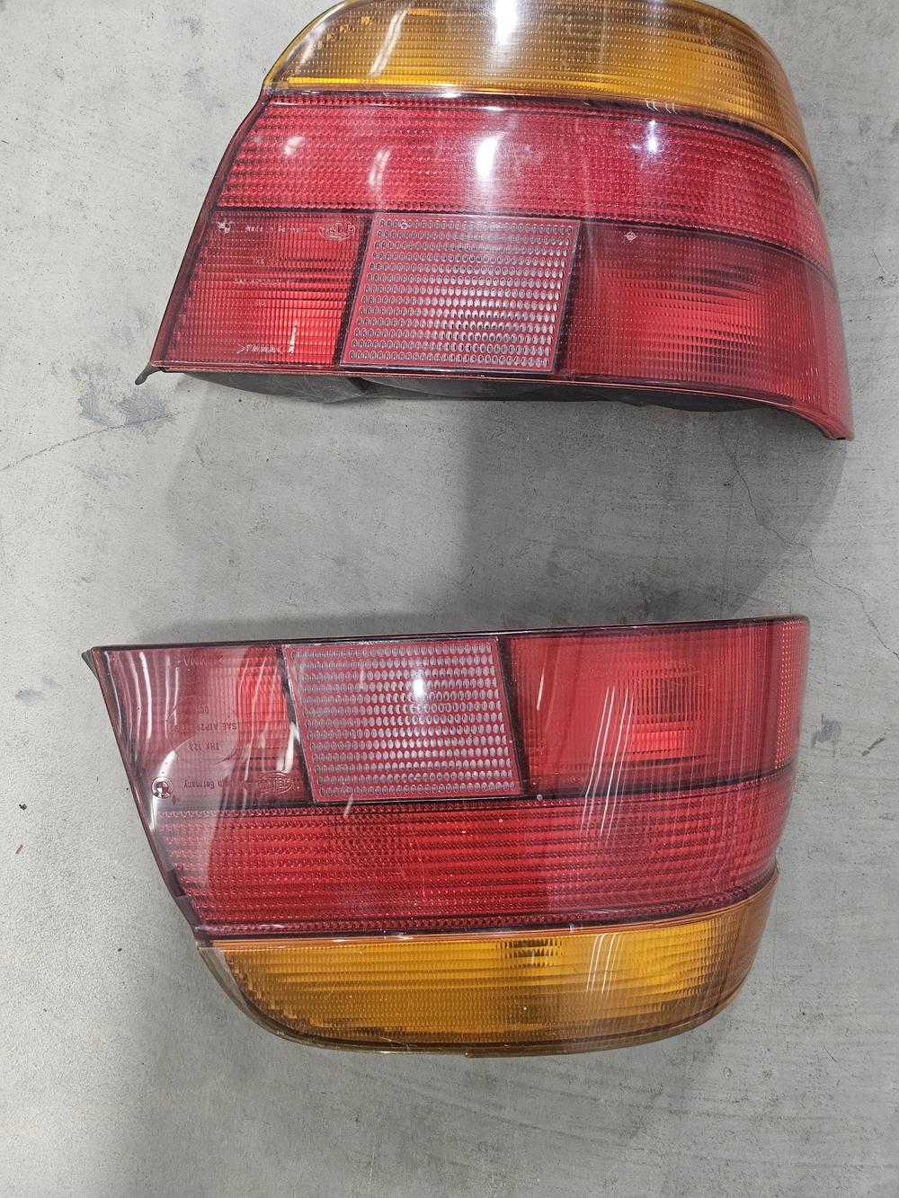 BMW E36 3 Series Sedan OEM Tail Light Lens Pair Red & Amber